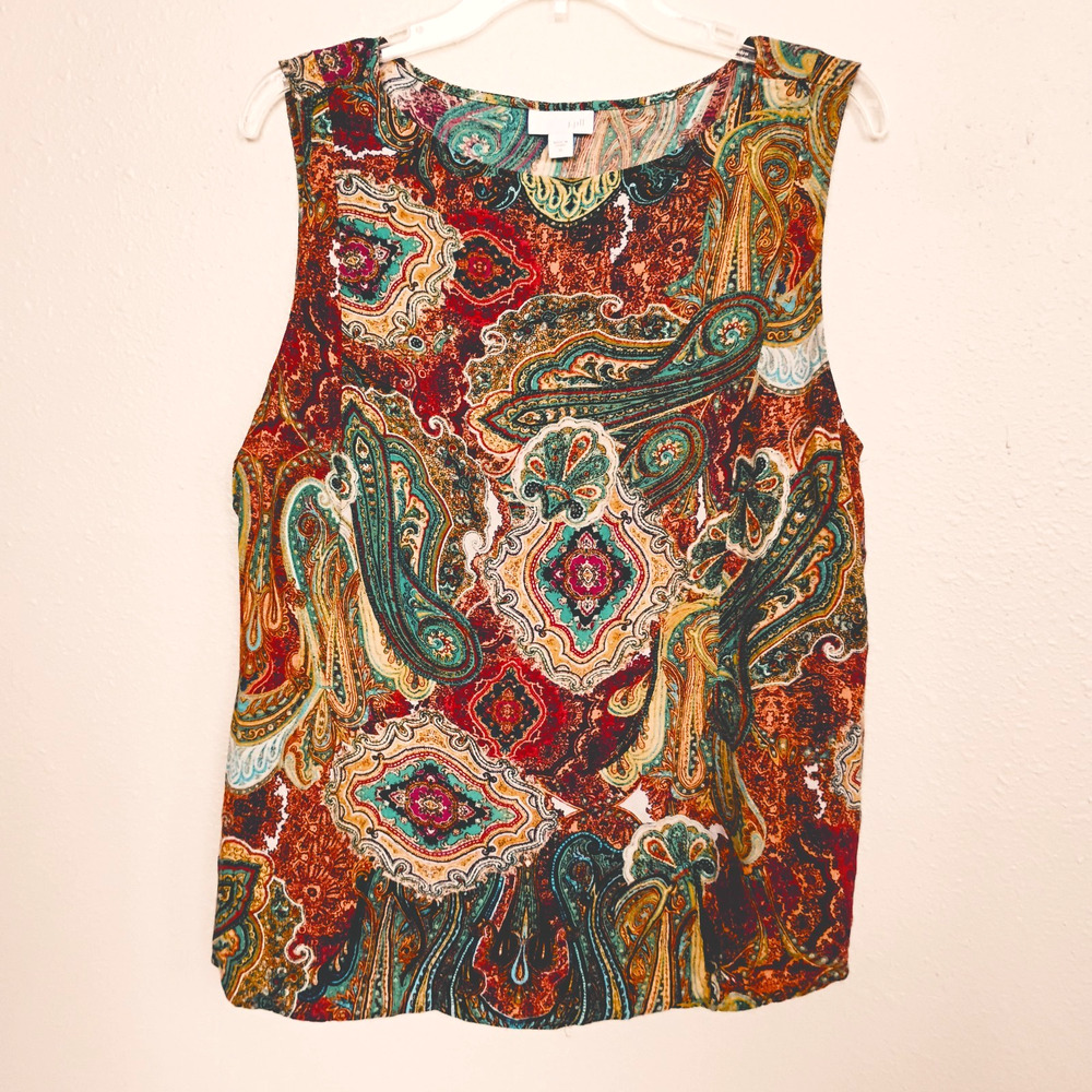 J.Jill Sleeveless Blouse Rayon Top ~ Size XL